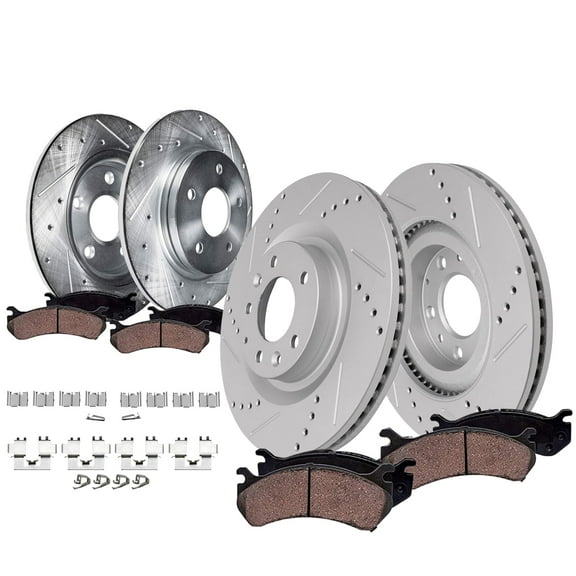 Detroit Axle - Front Rear Drilled Brake Rotors Ceramic Pads for 2019-2024 Mazda CX-5: 12.60" Front and 11.93" Rear Rotors