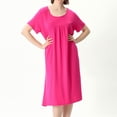 thumbnail image 2 of SWSMCLT Women's Long Sleeve Plus Size Lightweight Thin Sleepwear Nightgown Cotton Pajama Dress Soft Sleep Dress Crew Neck 58 Rose X-Large, 2 of 4