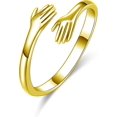 thumbnail image 1 of Anillos de plata de ley 925 para mujeres, niñas, hombres o unisex, anillos abiertos de plata con forma de mano que se abraza, joyas, anillos llamativos, bandas, tamaño, 1 of 5