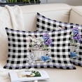 thumbnail image 2 of Easter Pillow Covers Queen, Spring Bunny Botanical Blooms Flowers Black Plaid Soft Brushed Microfiber Breathable Throw Pillow Covers, Decorative Pillowcase with Zipper for Couch Sofa Bedroom 20"x30", 2 of 9