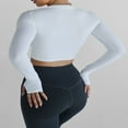 thumbnail image 4 of Ladies‘ Thumb Hole Long Sleeve Yoga Shirt with Cropped Design for Workouts, 4 of 6
