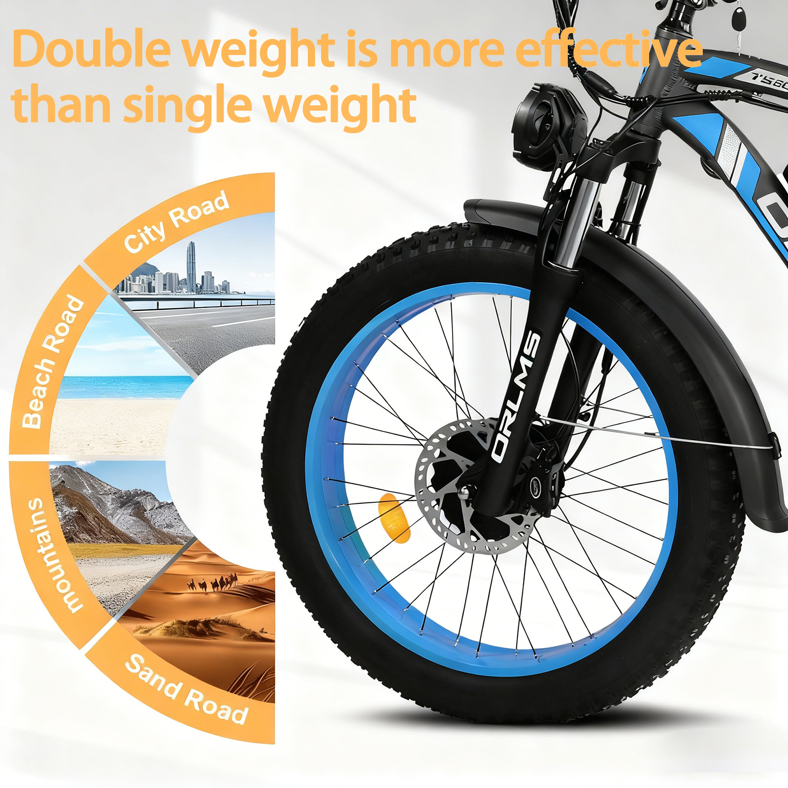 5000W Peak Dual Motor E-Bike, 60V 25Ah Battery Electric Bike, 50MPH High Speed E-Bike with 26" x 4.0 Fat Tire, Hydraulic Disc Brakes All Terrain Mountain/Commuter E-Bicycle