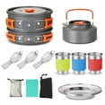 thumbnail image 1 of TFixol Compact 2-3 Person Outdoor Camping Cookware Set with Teapot, Utensils, and Stainless Steel Tableware for Hiking, Backpacking, and Picnics (Orange), 1 of 6