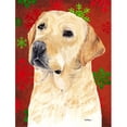 thumbnail image 1 of Drapeau de Taille de Jardin de Noël Rouge et Vert de Flocons de Neige de Labrador de 11 x 15 Po, 1 of 1