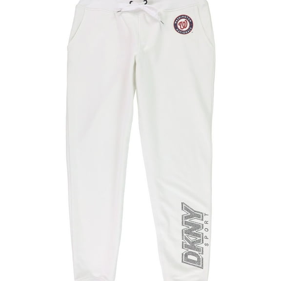 DKNY Womens Washington Nationals Athletic Jogger Pants, White, Small