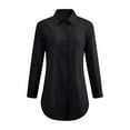 thumbnail image 5 of Stylish Olyvenn Womens Long Shirts Button Down Long-Sleeve Blouses Summer Fall Longline Tops Loose Fit Casual Tunic Top Black S, 5 of 9