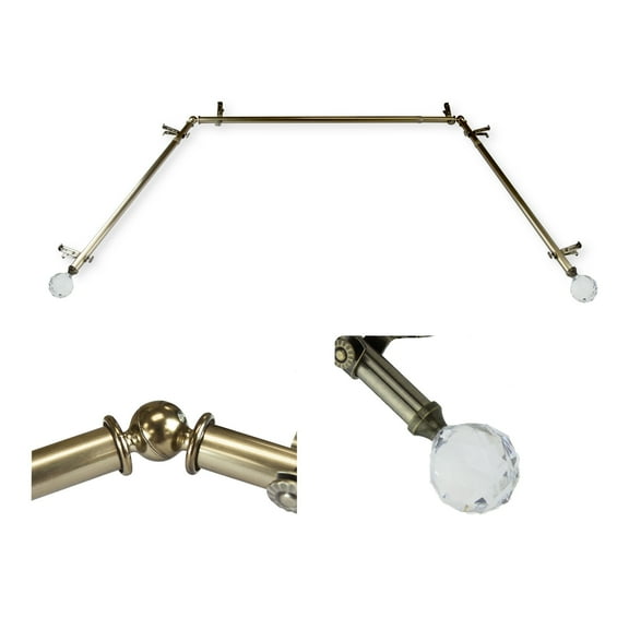 Domovina Gleam 13/16" Bay Window Single Curtain Rod-Color:Antique Brass