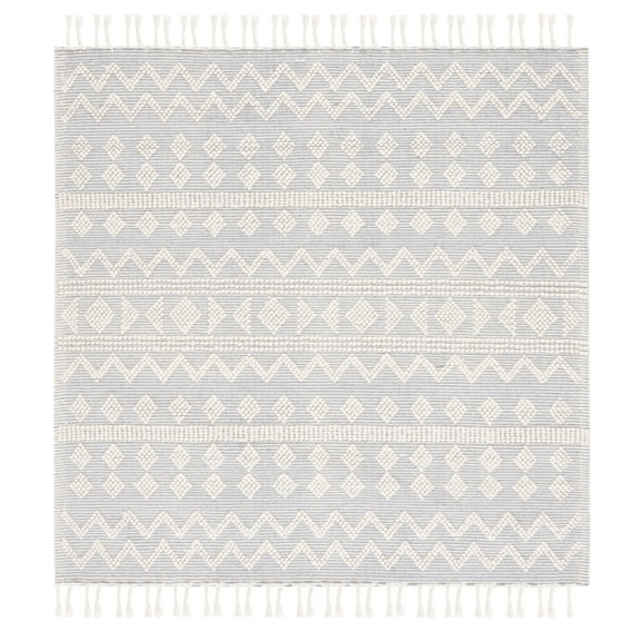 SAFAVIEH Natura Athens Southwestern Area Rug, Ivory/Light Blue, 6' x 6' Square
