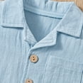 thumbnail image 3 of GYRATEDREAM Toddler Boy Shorts Set Boy Cotton Linen Short Sleeve Button Down T-Shirt Tops and Shorts Set Summer Outfit Set for 2-3Y Blue, 3 of 9