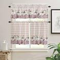 thumbnail image 2 of Fall White Pumpkin Kitchen Curtains and Valances Set, Rod Pocket Curtains Tier Farmhouse Window Curtains 36 Inch Length, Thanksgiving Pink Cute Flowers Plaid 3 Piece Kitchen Curtains Set, 2 of 6