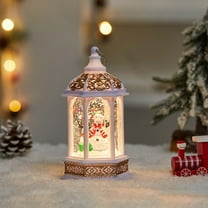 Christmas Lantern Water Globe, Lighted Holiday Desk Lamp with Snowman Santa Tree Design, Winter Home Decorations, Party Supplies and Festive Gift for Family