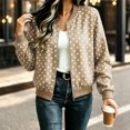 thumbnail image 6 of Xijirk Women Polka Dot Bomber Jacket Zip Up Long Sleeve Ribbed Trim Coat for Spring Fall Daily Wear, 6 of 7