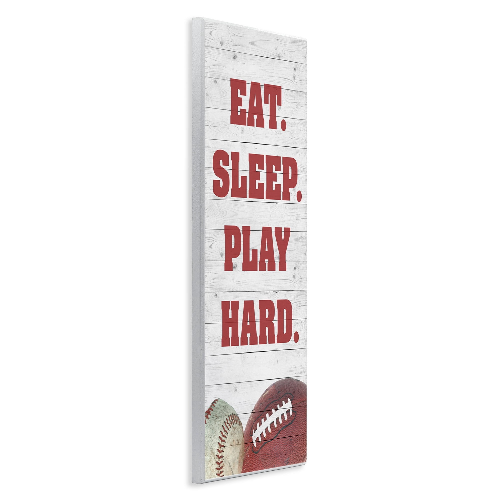 Stupell Indtries Eat Sleep Play Hard Sports List Baseball Football,7 x 17,Design by Andi Metz