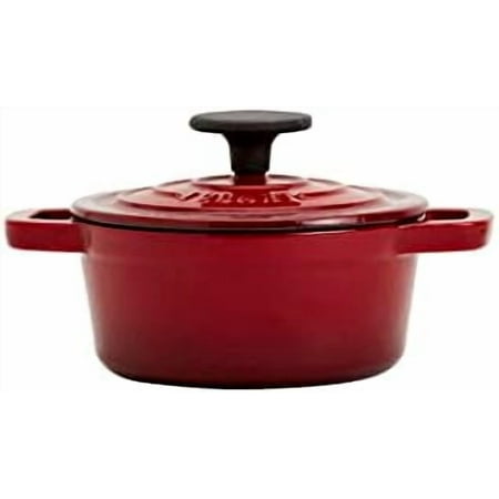 Smith & Clark 1-Quart Enameled Cast Iron Dutch Oven Pot with Lid, Red