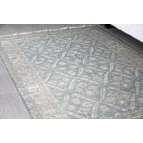 Blue & Grey 5x7' Traditional Wool Modern Printed Accent Area Rug for Living Room & Bedroom Soft Handmade Indoor Non Slip Rugs by Mystiquedecors