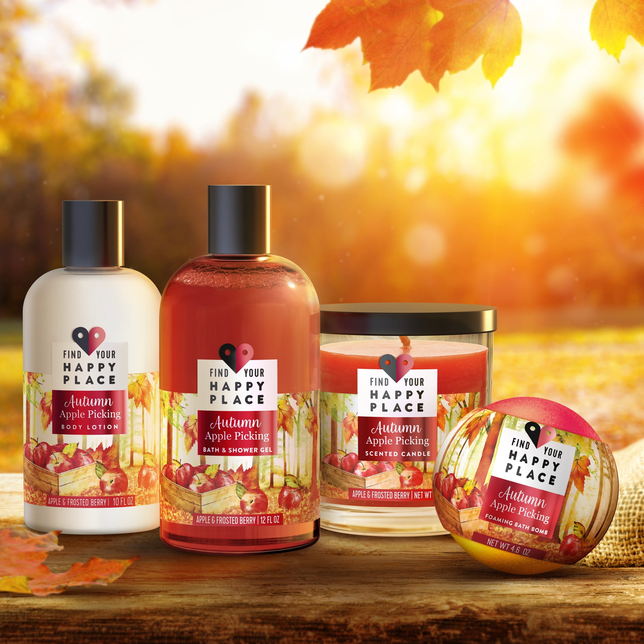 Find Your Happy Place Autumn Apple Picking Moisturizing Body Lotion for Dry Skin Apple and Frosted Berry 10 oz