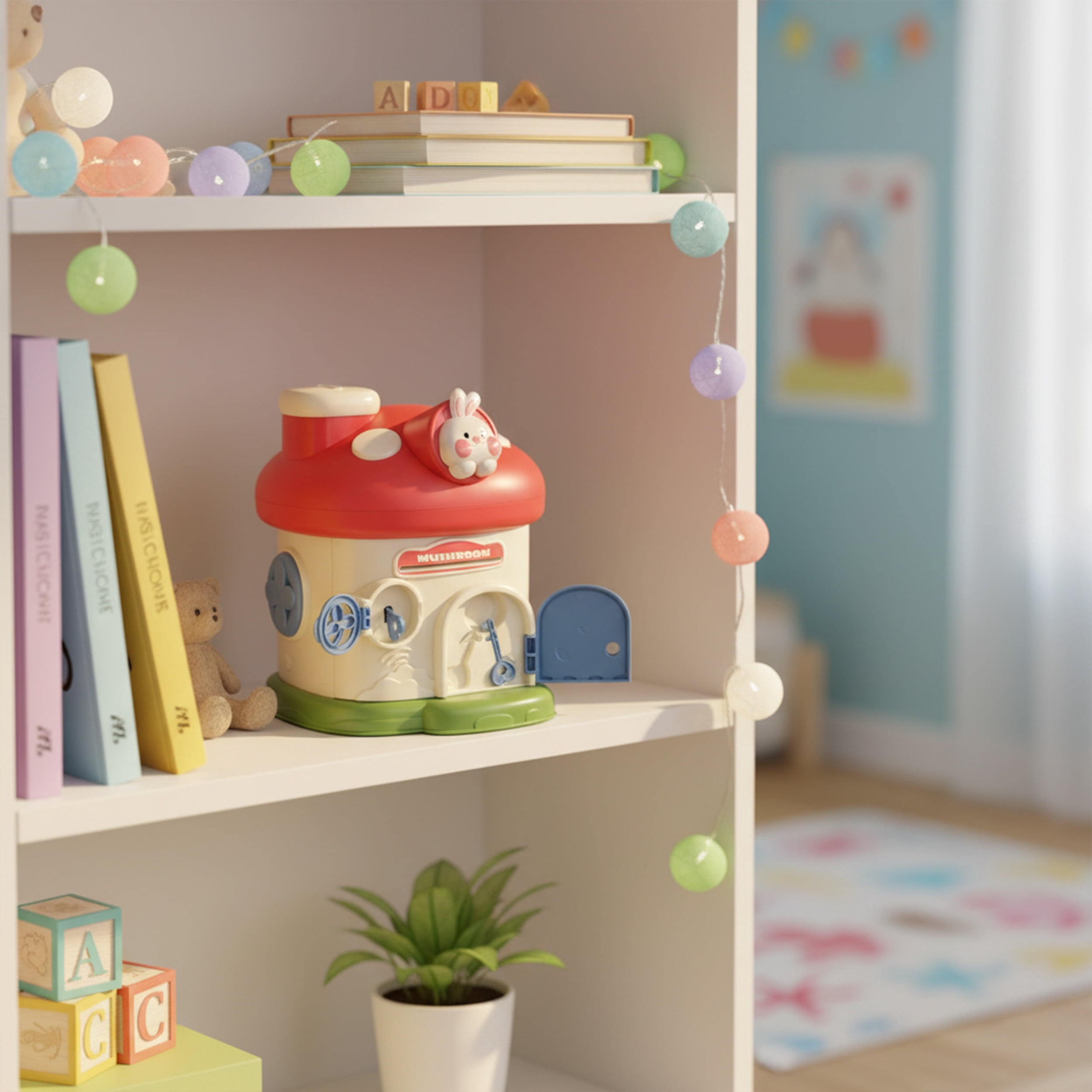 Mushroom House Piggy Bank with Lock and 2 Keys – Cute Coin Bank for Kids, Decorative Savings Money Box