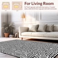 thumbnail image 2 of ODIKA 8'x10' Machine Washable Non-Slip Area Rug, Interlocking Patchwork Maze Modern Abstract Grid Design High Traffic Rug with Pad, Black, 440611, 2 of 8