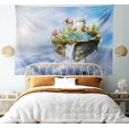 thumbnail image 3 of Fantasy Tapestry, Island with Dragon Castle Tower Waterfall and Flipped Mountain in Space Image, Wide Wall Hanging for Bedroom Living Room Dorm, 80" X 60", Pale Blue, by Ambesonne, 3 of 9