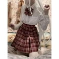 thumbnail image 7 of Plaid Women Pleated Skirt Bow Knot Summer High Waist Preppy Girls Dance Mini Skirt Cute A Line Harajuku Sexy Japan Faldas, 7 of 7