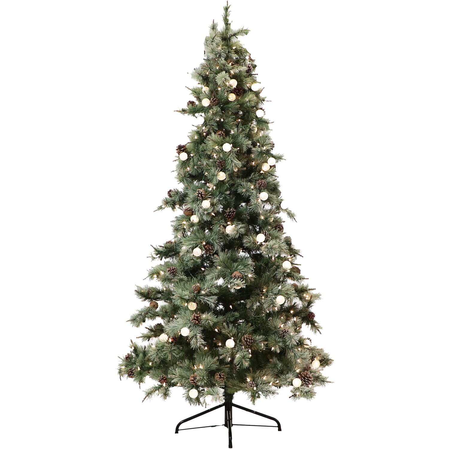 Fraser Hill Farm 7.5Ft Dunhill Pine Glitter Finish Green Christmas Tree with Clear and G40