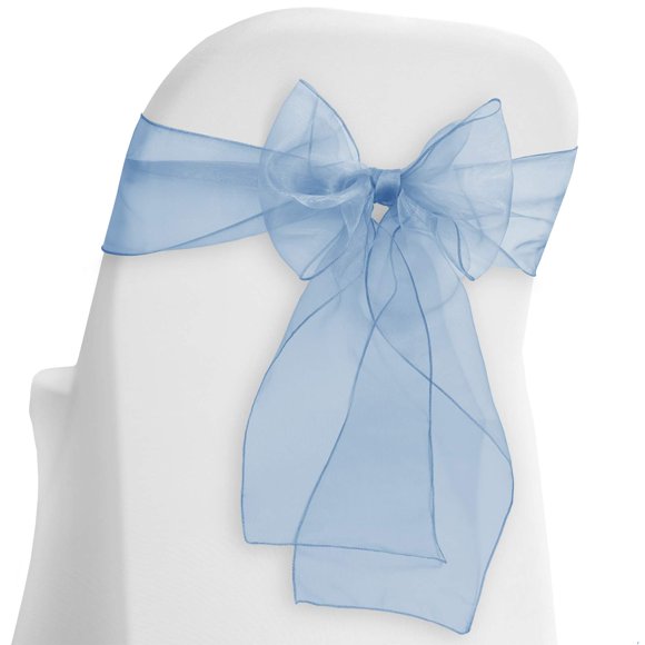 Lann's Linens - 100 Elegant Organza Wedding/Party Chair Cover Sashes/Bows - Ribbon Tie Back Sash - Baby Blue