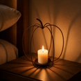 thumbnail image 6 of MMJ Pumpkin Candle Holder Rustic Metal Iron Candlestick Halloween Thanksgiving Fall Tabletop Decor Warm Ambient Lighting 7.28x5.71x5.71in, 6 of 7