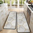 thumbnail image 4 of Kitchen Rugs Sets Of 2,White Marble Gold Leaf Hexagon Pattern Anti Fatigue Kitchen Mat Rugs Non Slip Washable,Decorative Kitchen Floor Mats for Kitchen,Sink,Laundry,17"x47"+17"x47", 4 of 5