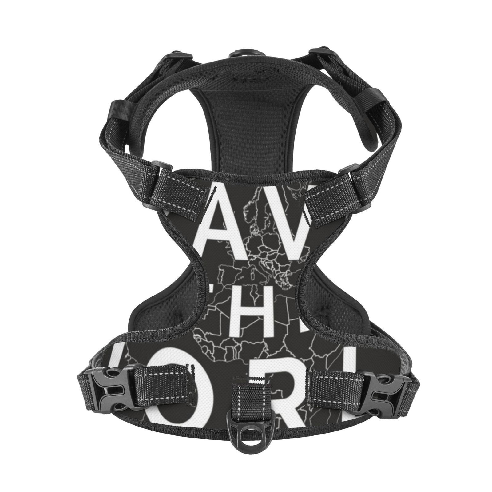 Kdxio Travel The World1 Print No Pull Dog Harness Adjustable Reflective Oxford Easy Control Medium Large Dog Harness for Training and Everyday-Small