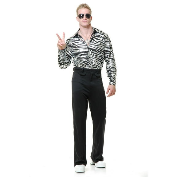 Halloween Zebra Print Disco Shirt - Silver