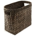 thumbnail image 2 of Casafield Magazine Holder Basket with Handles, Espresso Dark Brown - Oval Water Hyacinth Storage Bin for Bathroom, Home Office, 2 of 7