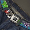 thumbnail image 2 of Buckle-Down Belt, Seatbelt Buckle Belt, Cute Monsters Gray Flame Blue, 34 to 52 Inches, 2 of 9