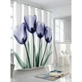 thumbnail image 3 of Purple Tulip Shower Curtain, Transparent Flowers Vintage Tulip Waterproof Shower Curtain Set with 12 Hooks Lightweight Washable Fabric Shower Curtains for Bathroom 36x72 Inches, 3 of 6
