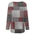 thumbnail image 4 of EQWLJWE Plus Size Shirts for Women 2024 Spring New Geometrary Patchwork Print Crewneck Tee Shirt Long Sleeve Blouse Pullover Tunic Tops for Leggings Jeans Red(S-5Xl), 4 of 5