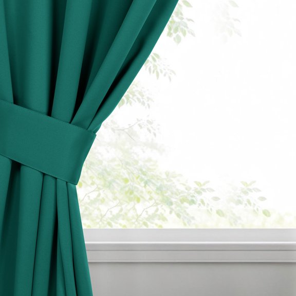 Bkue Nile Mills Modern, Classic Solid Semi Blackout Curtains, Set of 2, 46" x 84'', Cerulean Blue