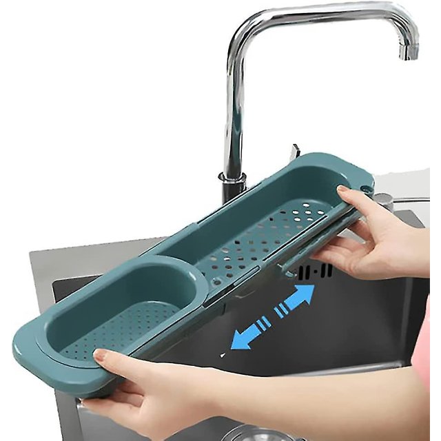 Estante para fregadero de cocina, cesta de almacenamiento, escurridor telescópico, filtro para lavavajillas, organizador de esponja (1 pieza)