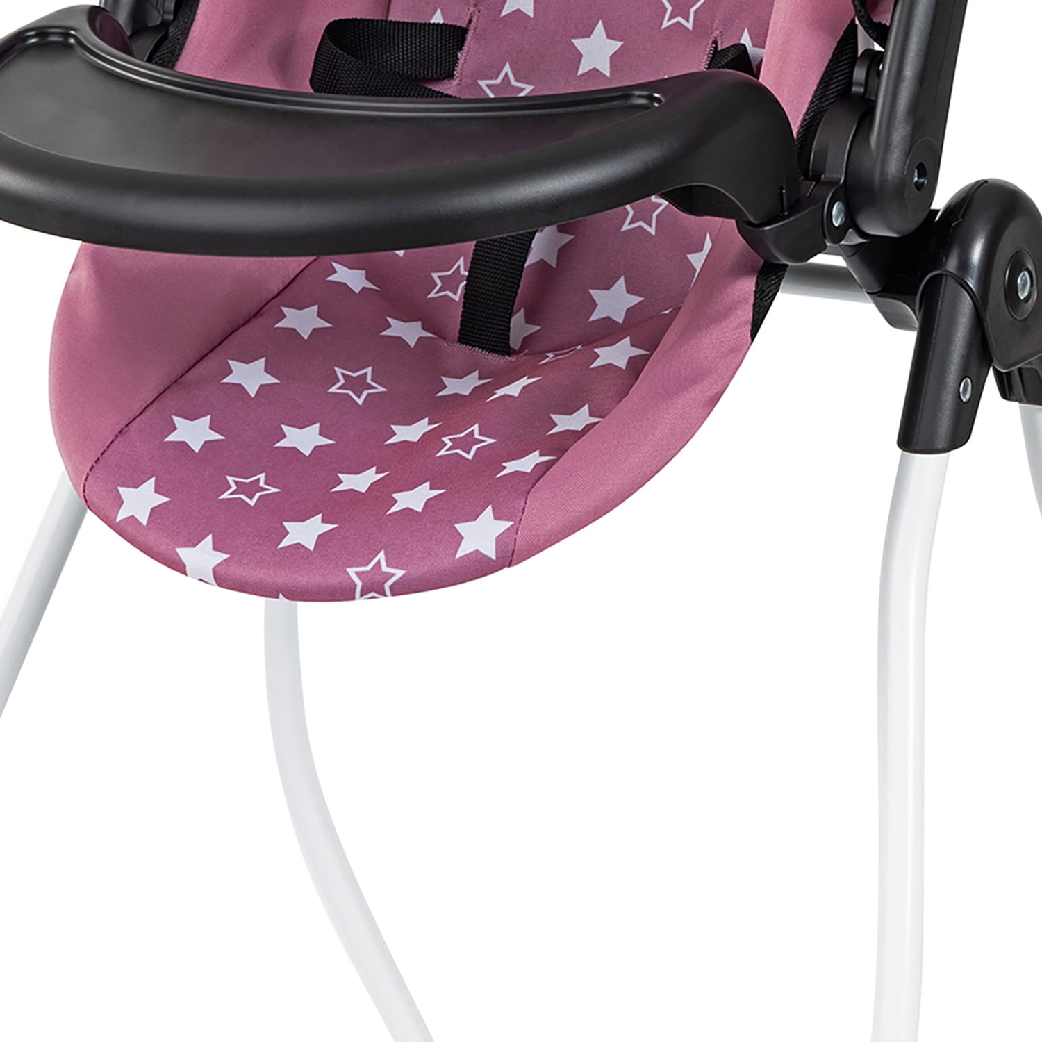Bayer Design: Doll 4-In-1 Vario - Pink & White Stars - Convertible Toy: Highchair-Swing-Bed-Car Seat, All-In-1 Care Accessory Fits 18" Dolls, Kids 3+