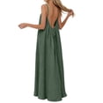 thumbnail image 5 of BOOMNY Women's Backless Cami Dress Spaghetti Strap Cami Lounge House Dresses Flowy Beach Summer Maxi Sundress, 5 of 7