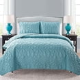 thumbnail image 3 of VCNY Home | Shore Collection | Soft, Lightweight, Comfortable Quilt Bedspread, Durable and Wrinkle Free Microfiber 3 Piece Bedding Set, King, Blue, 3 of 7