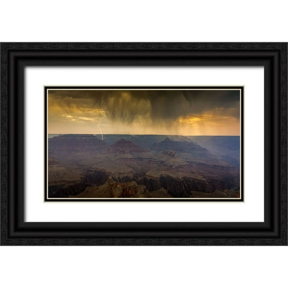 Lin, Ning 18x12 Black Ornate Wood Framed with Double Matting Museum Art Print Titled - Grand Canyon Monsoon