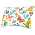 thumbnail image 2 of Watercolor Butterflies Velvet Oblong Lumbar Plush Throw Pillow Cover/Shams Cushion Case - 16x24in - Decorative Invisible Zipper Design for Couch Sofa Pillowcase Only, 2 of 7