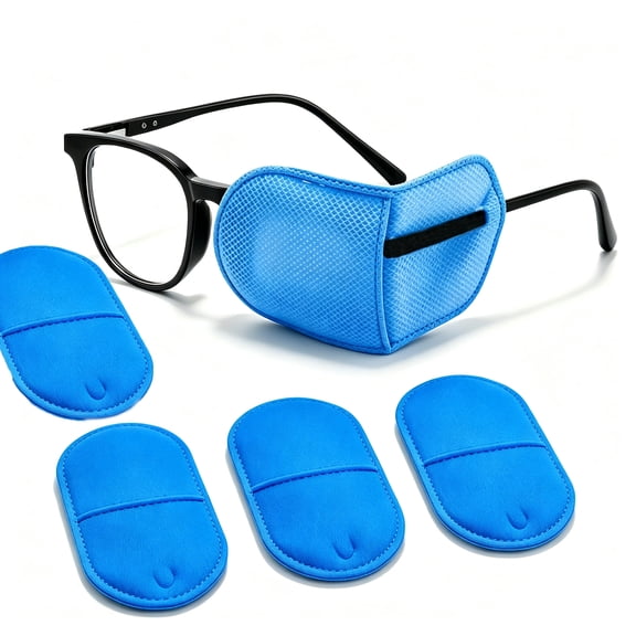 Tutuviw 4 Pcs Kids Eye Patches, Comfortable Single Glasses Eye Patch for Left or Right Eye, Reusable Amblyopia Lazy Eye Patches for Boys Girls, Blue