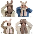 thumbnail image 3 of XINYTEC Sweet Rabbit/ Bear Hoodies Scarf Mitten Plush Hat Scarf Gloves Gifts for Friend, 3 of 19