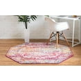 thumbnail image 4 of 5' x 5' Medallion Fuchsia Pink and Ivory Octagon Area Throw Rug, 4 of 4