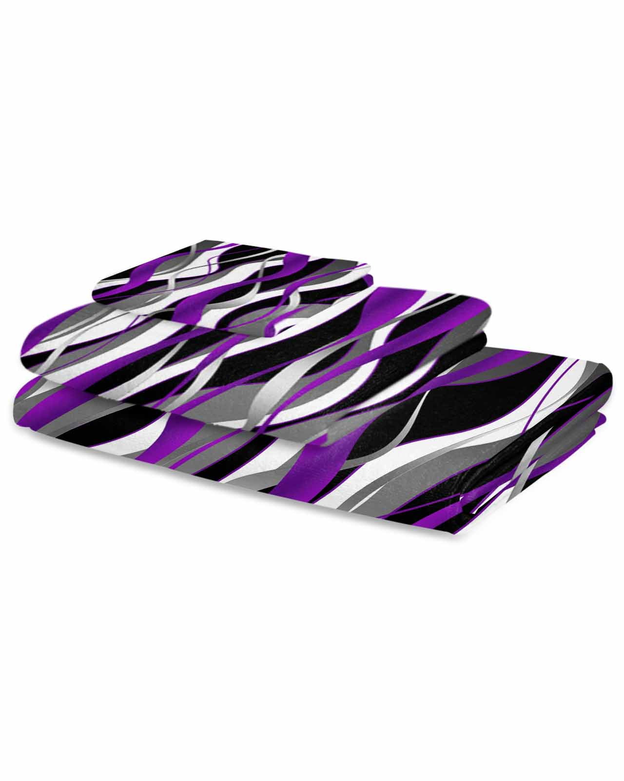 Purple Stripe Bath Towels for Bathroom Set,Luxury Microfiber Towels Gifts for Women,Beach Kitchen Hand Hair Face Towel and Dish Washcloth,Black Grey White Gradient Striped Geometric Towels+Set