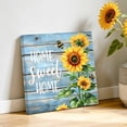 thumbnail image 3 of Canvas Wall Art Sweet Home Canvas Art Print Sunflower Vintage Rustic Lake Blue Stripe Wood Board Pictures Wall Decor for Living Room Bedroom Artwork Decorations Stretched Framed Ready to Hang 8"x8", 3 of 9