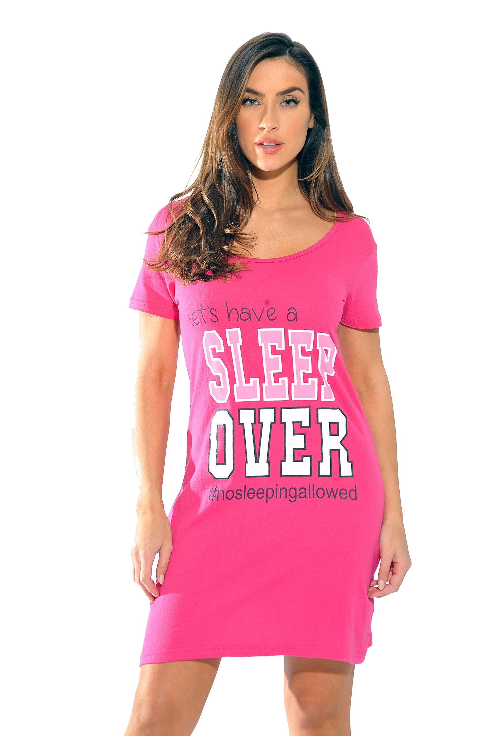Womens Cotton Short Sleeve Nightgown Sleep Dress 3X Plus Fuchsia-Love Sleep
