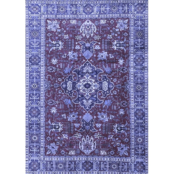Ahgly Company Machine Washable Indoor Rectangle Persian Blue Traditional Area Rugs, 2' x 5'
