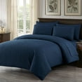 thumbnail image 2 of Chezmoi Collection Liam 7-Piece Navy Blue Bed in a Bag Queen Comforter Set with Sheets Medallion Embossed Bedding Set, 2 of 9
