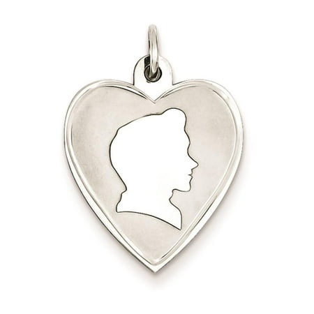 925 Sterling Silver Engravable Boy Disc Charm Pendant 20mmx17mm